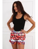 Pantaloni scurti de dama cu modele florale crem MP47112 - Magazin online - Boutique